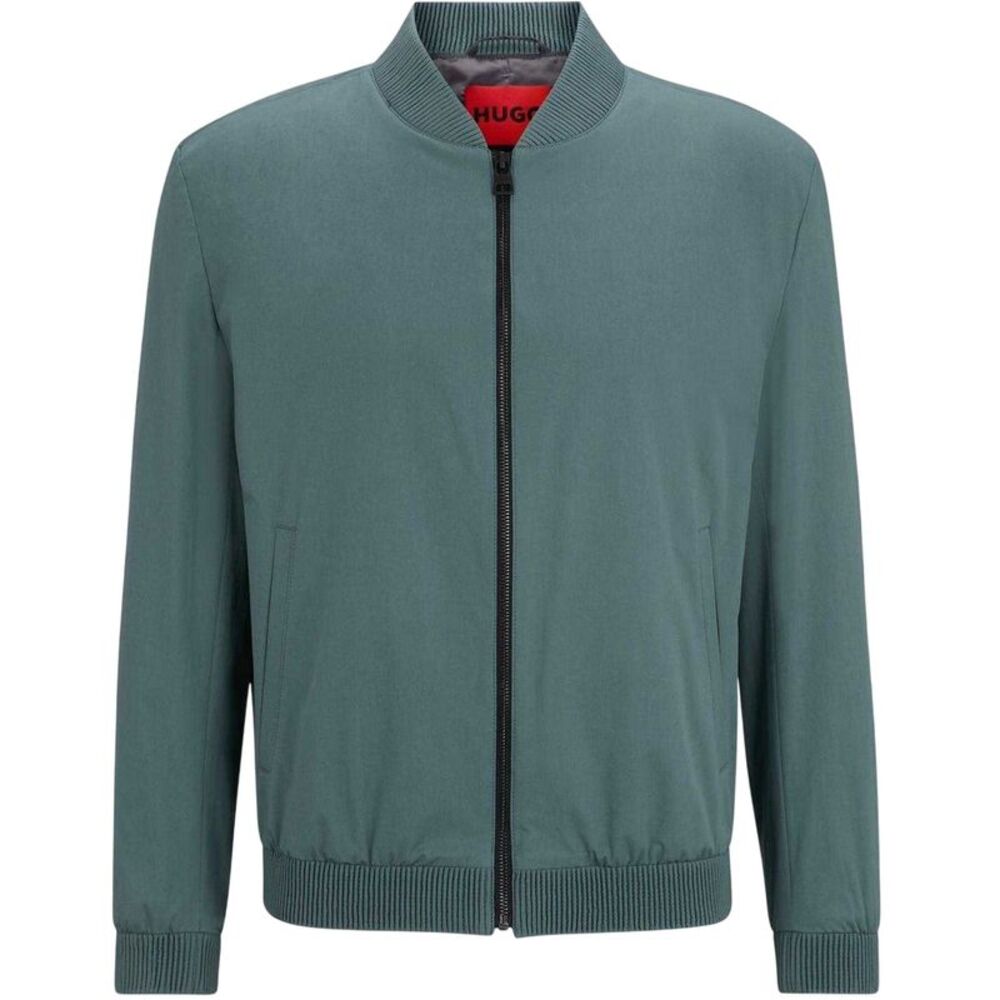 Hugo Mens Ribbed Cuff Bomber Jacket / Dark Green